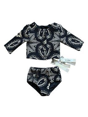 Devon Windsor Baby Girls Bo Set Size 1/2 Black Swimsuit